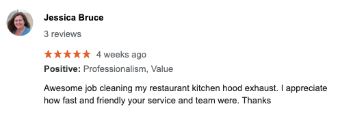 Google Review for Hood Cleaning Toronto